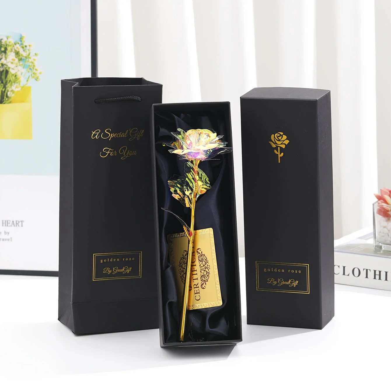 Rose décorative en coffret cadeau – Idée cadeau romantique pour femme – Objet d’ornement élégant - Image 9