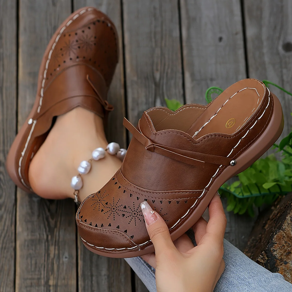 Sabots vintage à talon plateforme pour femme – Style décontracté et élégant - Image 4