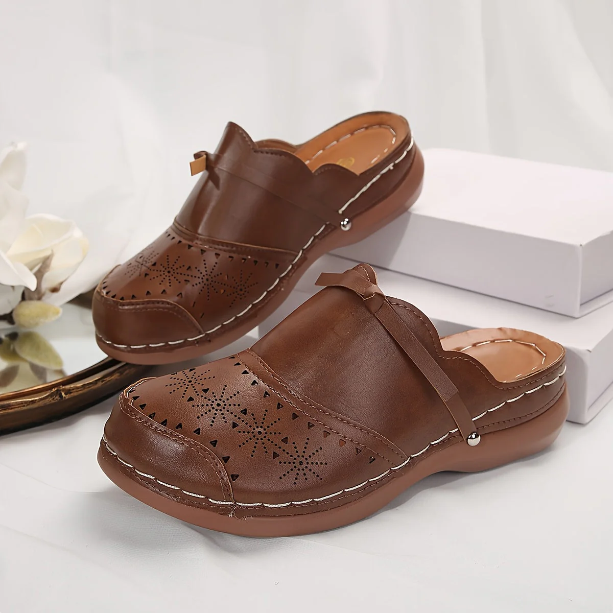 Sabots vintage à talon plateforme pour femme – Style décontracté et élégant - Image 5