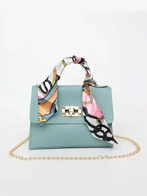 Sac à main femme élégant avec bandoulière chaîne et poignée foulard – Accessoire chic pour toutes occasions - Image 5