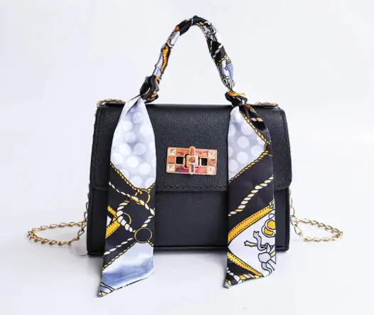 Sac à main femme élégant avec bandoulière chaîne et poignée foulard – Accessoire chic pour toutes occasions - Image 7