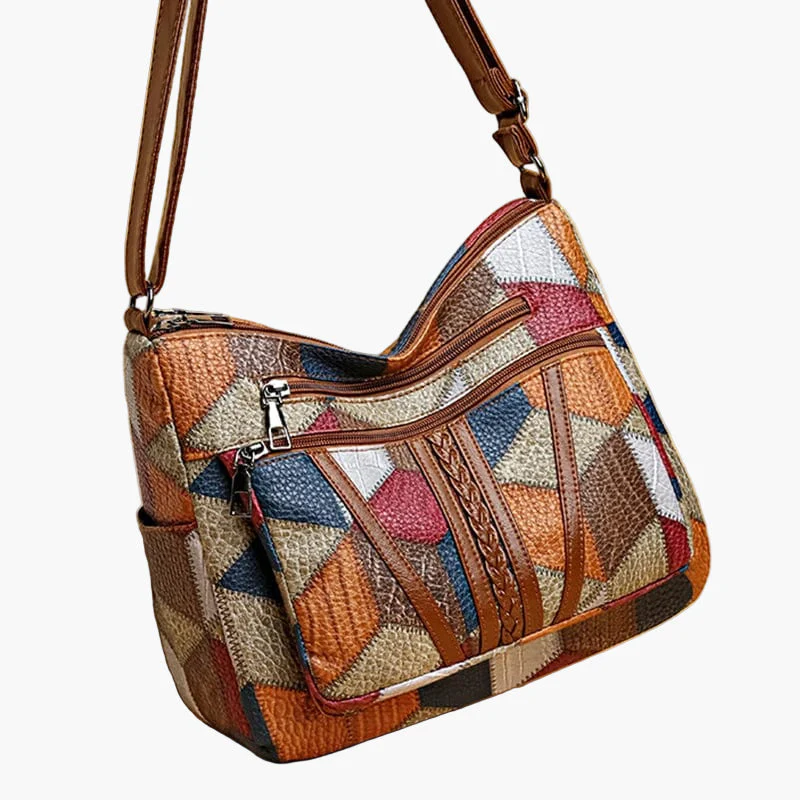 Sac à bandoulière patchwork pour femme - Style bohème chic et pratique au quotidien - Image 3