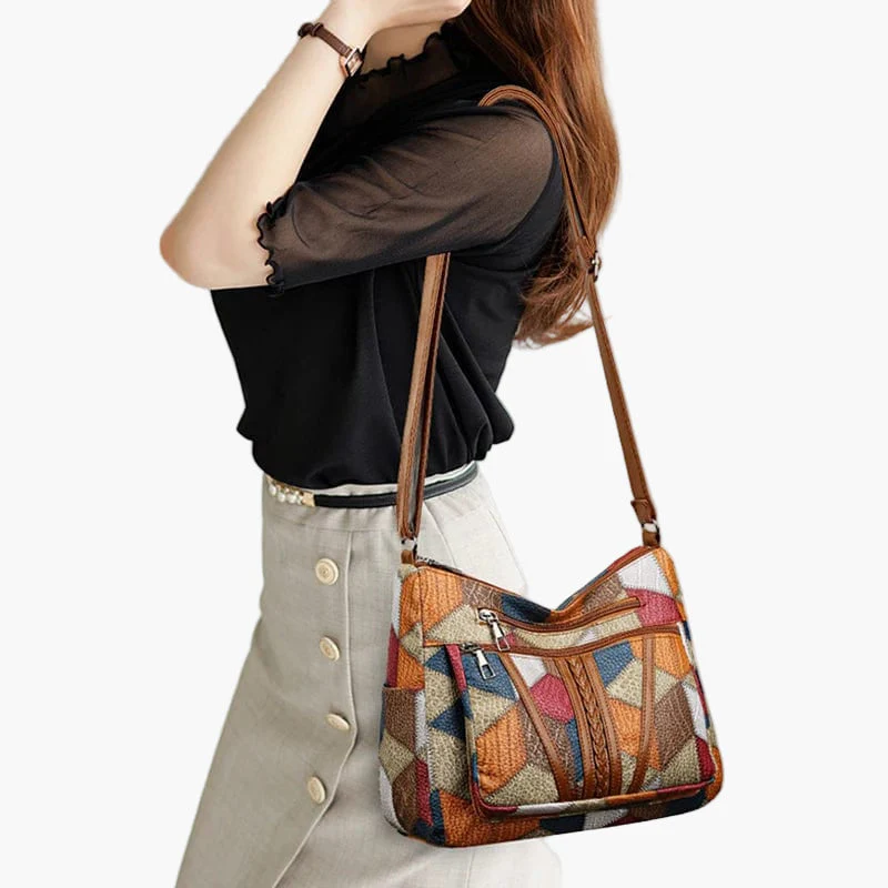 Sac à bandoulière patchwork pour femme - Style bohème chic et pratique au quotidien - Image 5