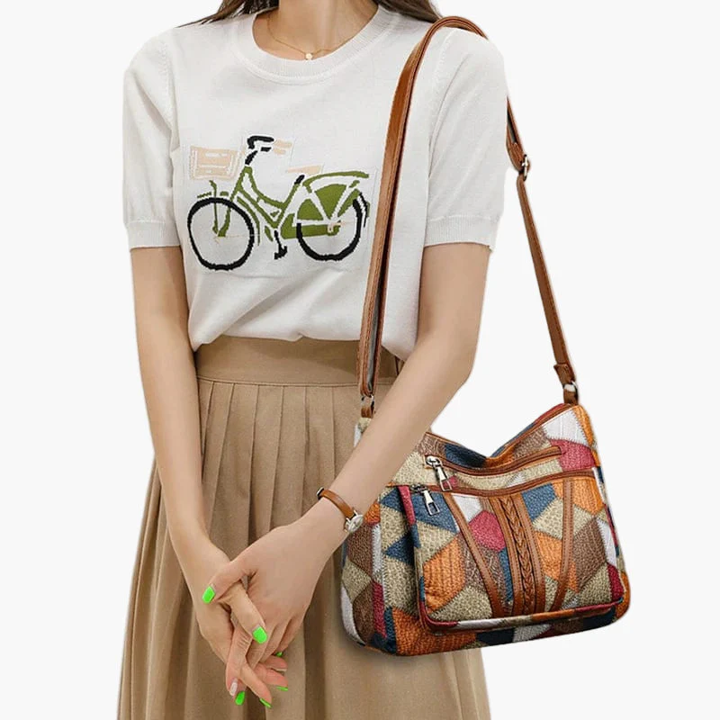 Sac à bandoulière patchwork pour femme - Style bohème chic et pratique au quotidien - Image 6
