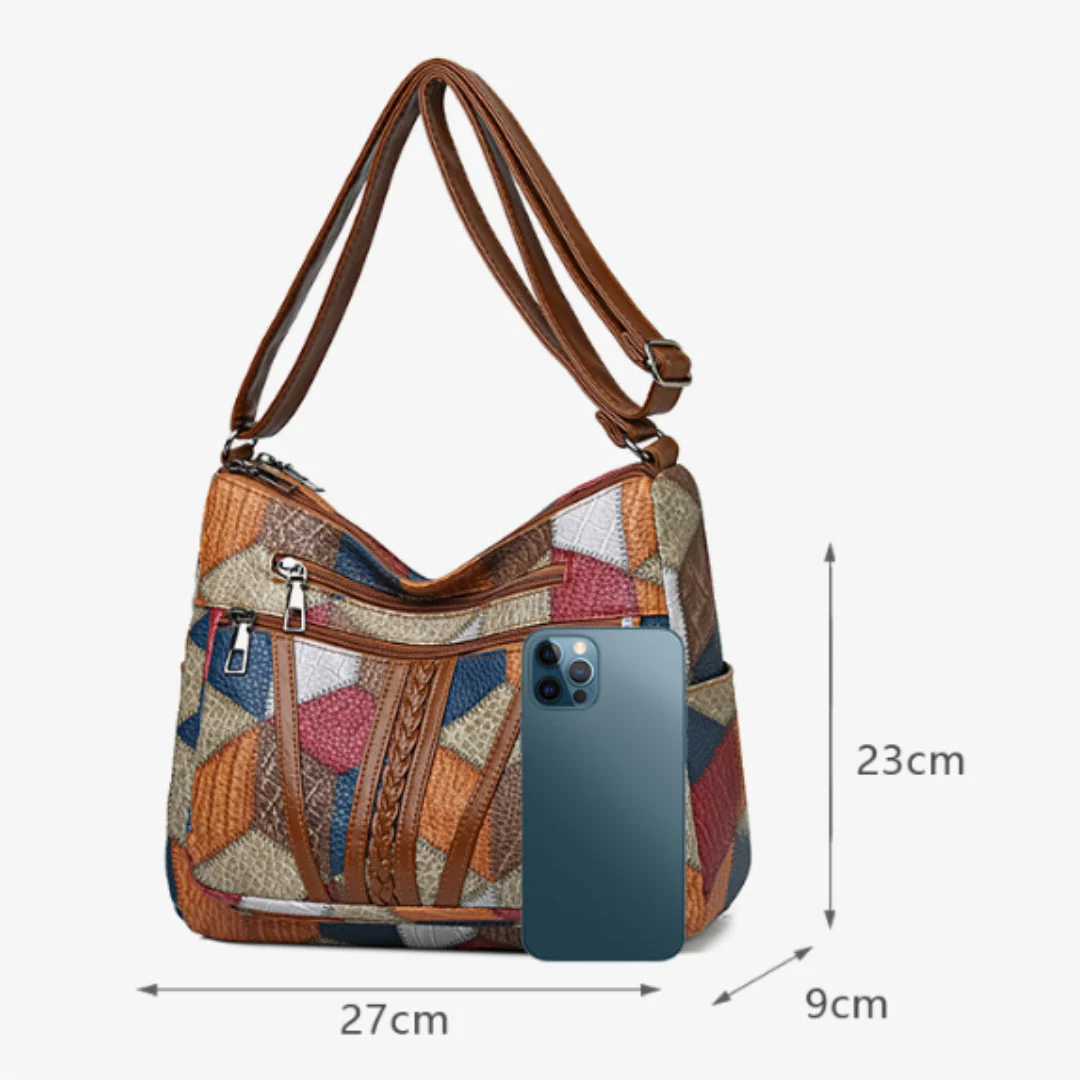 Sac à bandoulière patchwork pour femme - Style bohème chic et pratique au quotidien - Image 8
