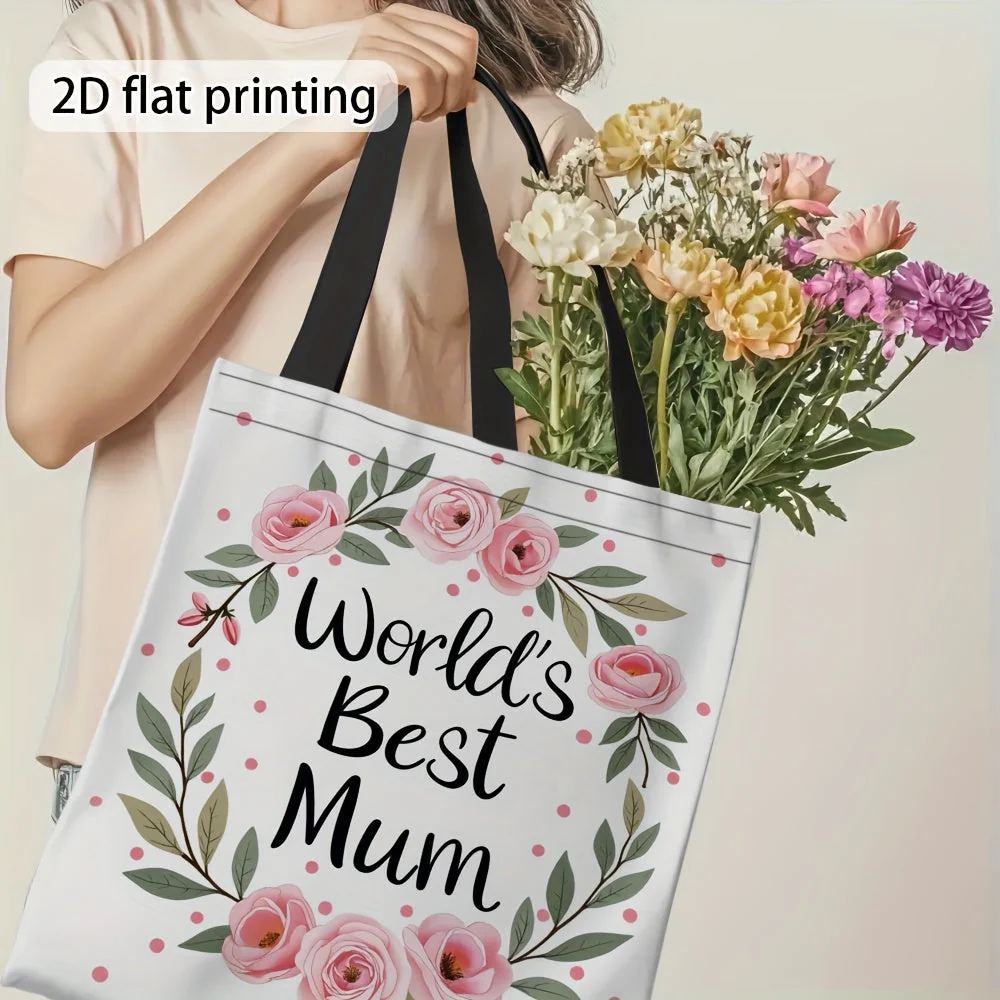 Sac cabas femme style floral cadeau fête des mères "World's Best Mum" - Image 10