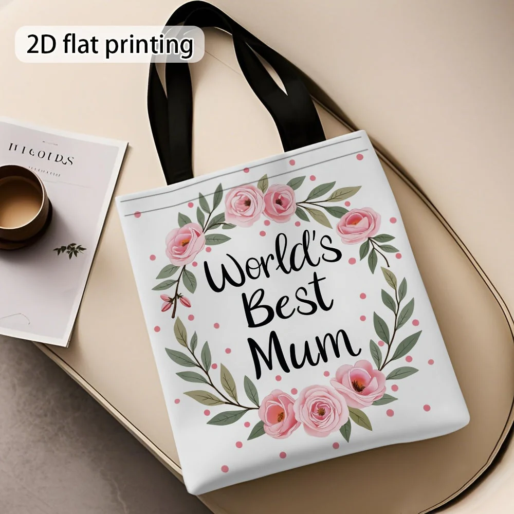 Sac cabas femme style floral cadeau fête des mères "World's Best Mum" - Image 3
