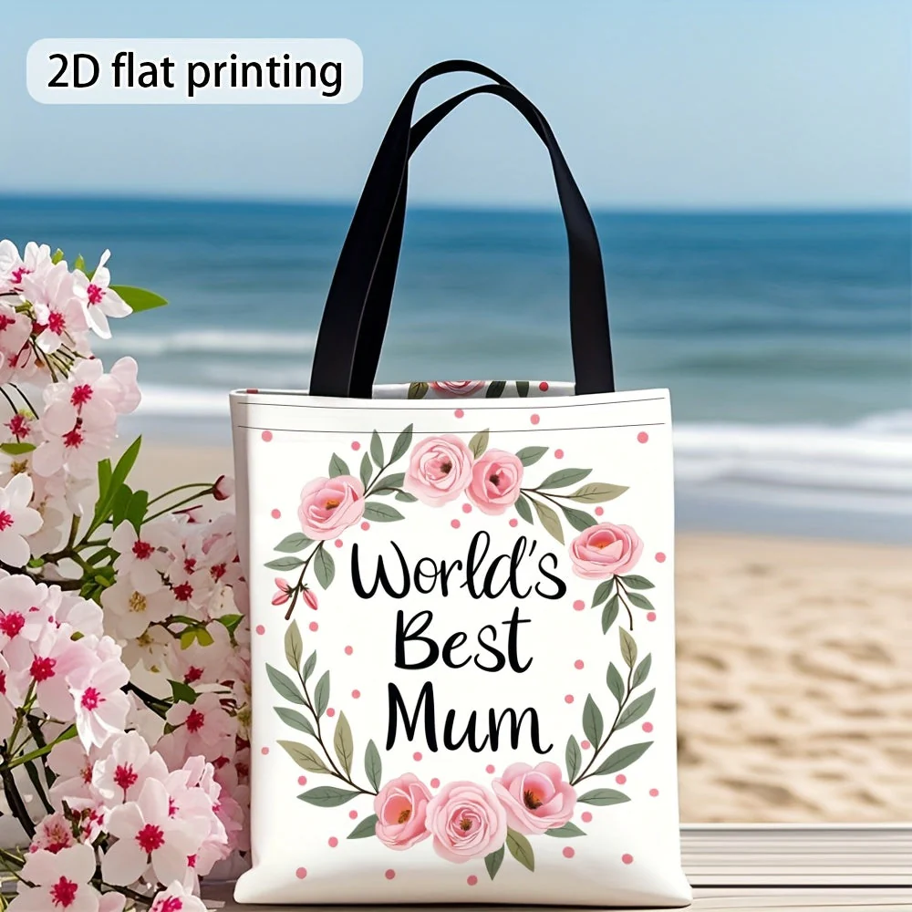 Sac cabas femme style floral cadeau fête des mères "World's Best Mum" - Image 4