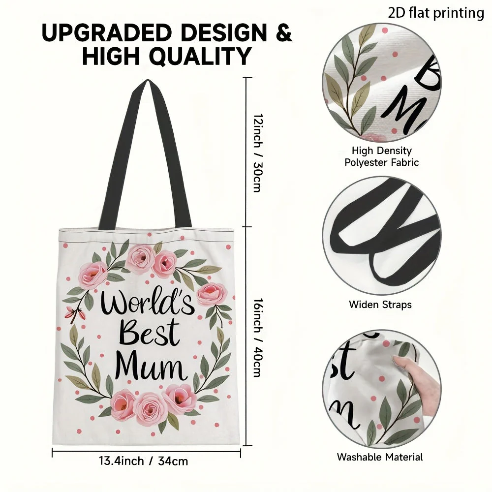 Sac cabas femme style floral cadeau fête des mères "World's Best Mum" - Image 6