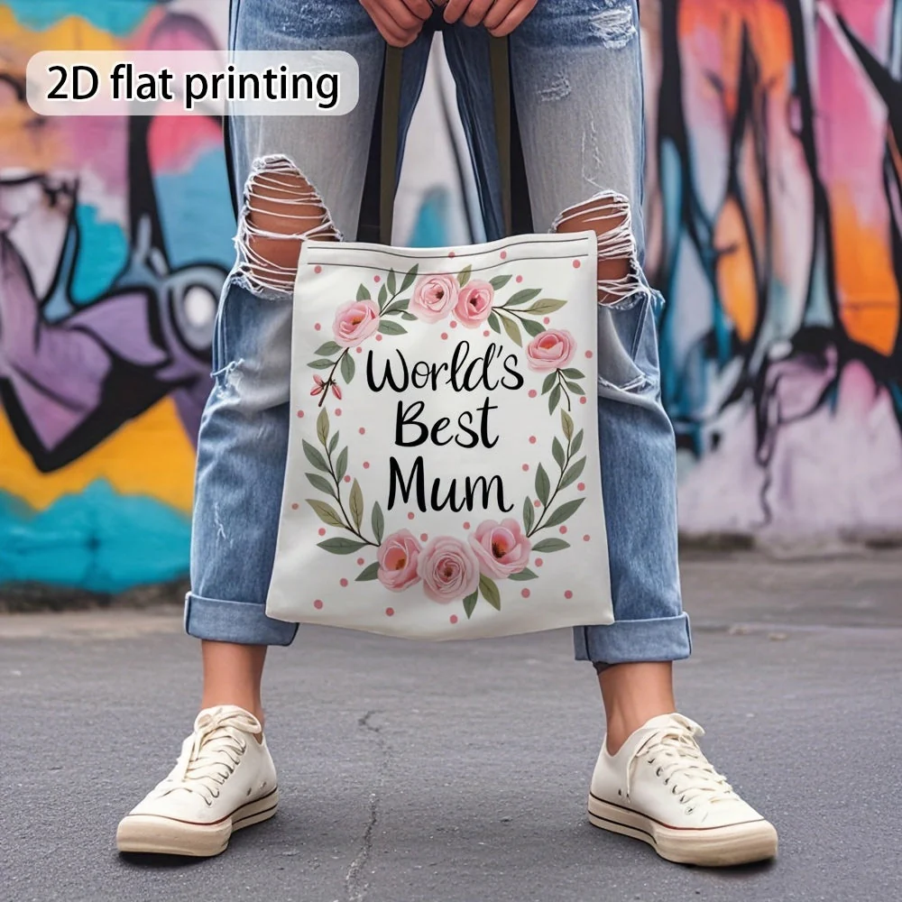 Sac cabas femme style floral cadeau fête des mères "World's Best Mum" - Image 7