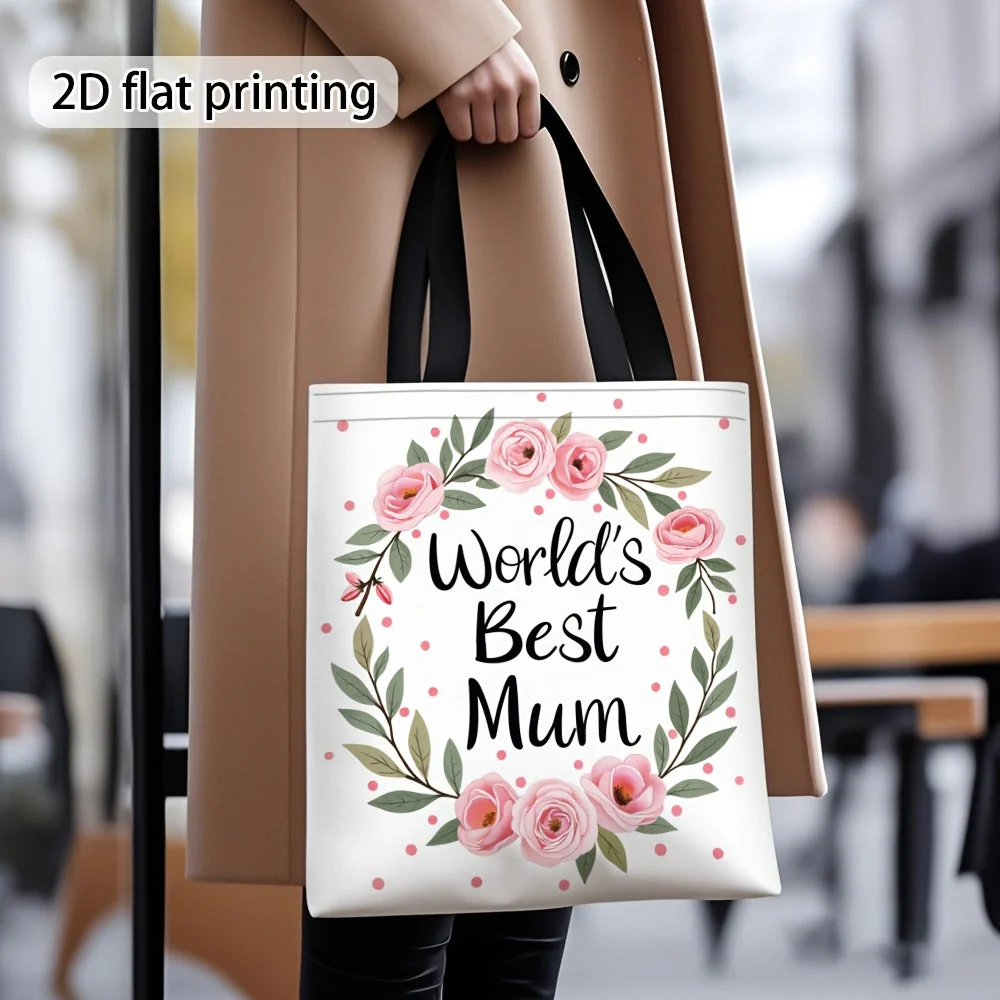 Sac cabas femme style floral cadeau fête des mères "World's Best Mum" - Image 8