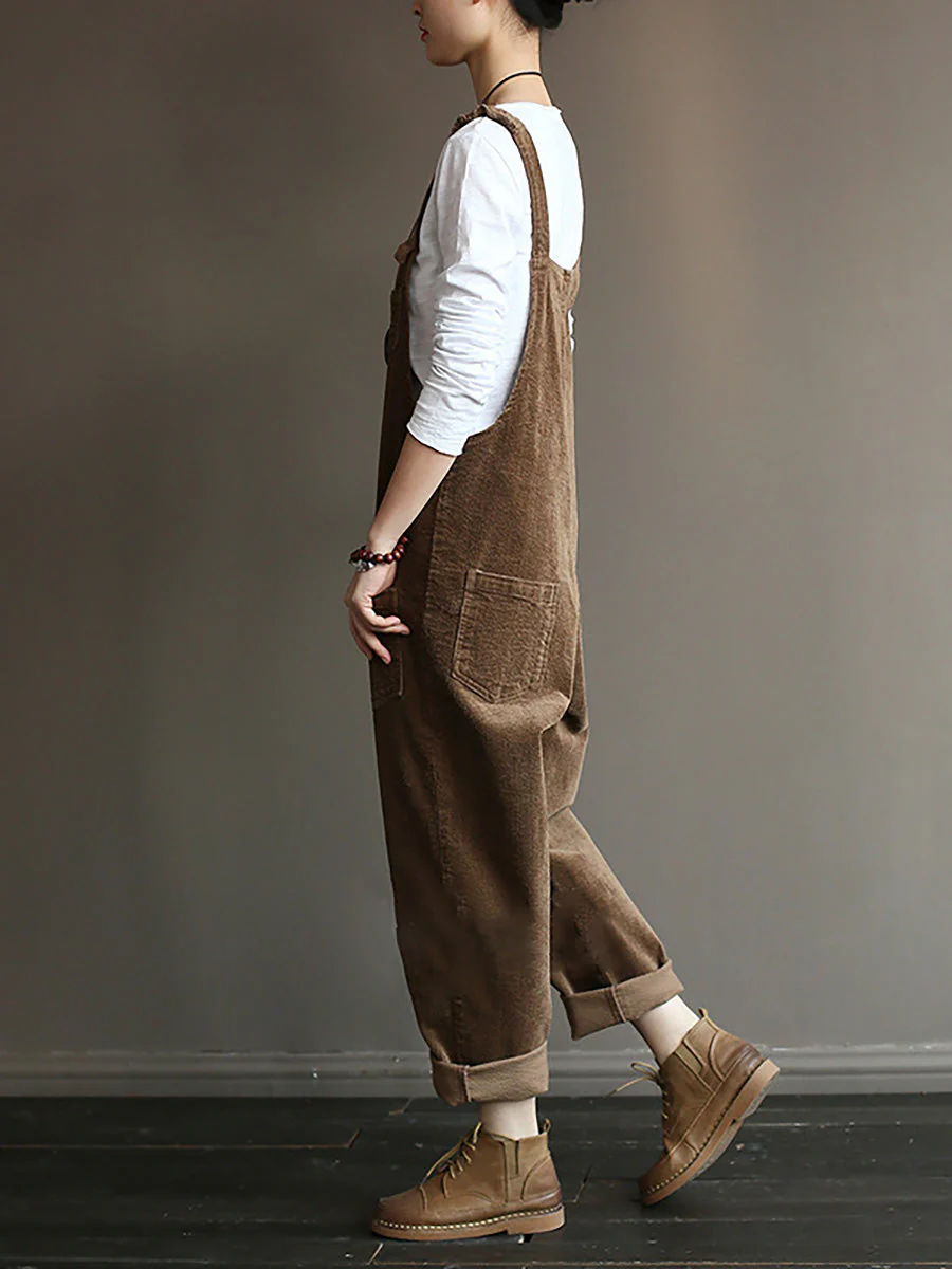 Salopette ample style rétro décontracté pour femme, avec poches, mode automne-hiver - Image 6