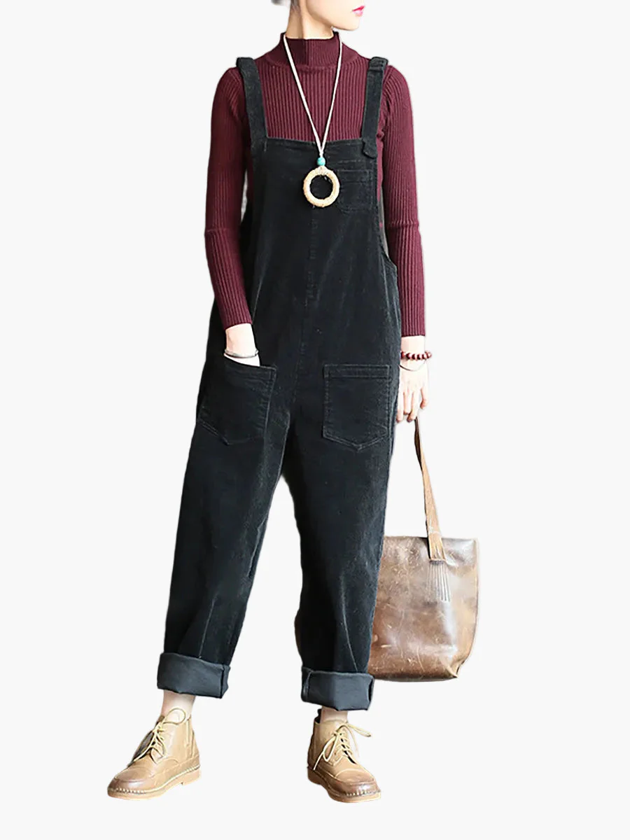 Salopette ample style rétro décontracté pour femme, avec poches, mode automne-hiver - Image 7