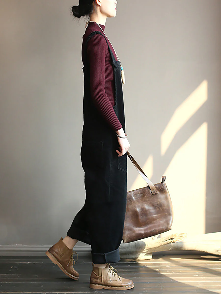 Salopette ample style rétro décontracté pour femme, avec poches, mode automne-hiver - Image 8