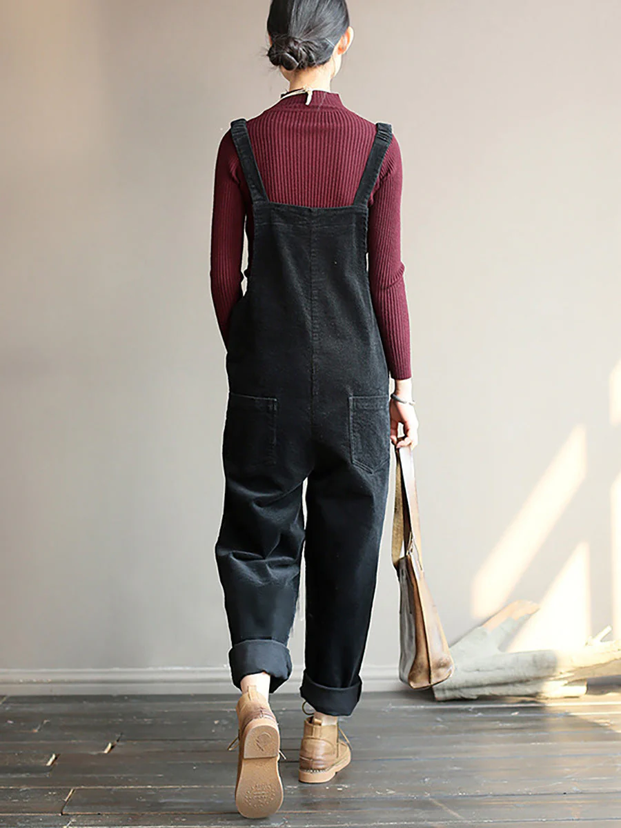 Salopette ample style rétro décontracté pour femme, avec poches, mode automne-hiver - Image 9
