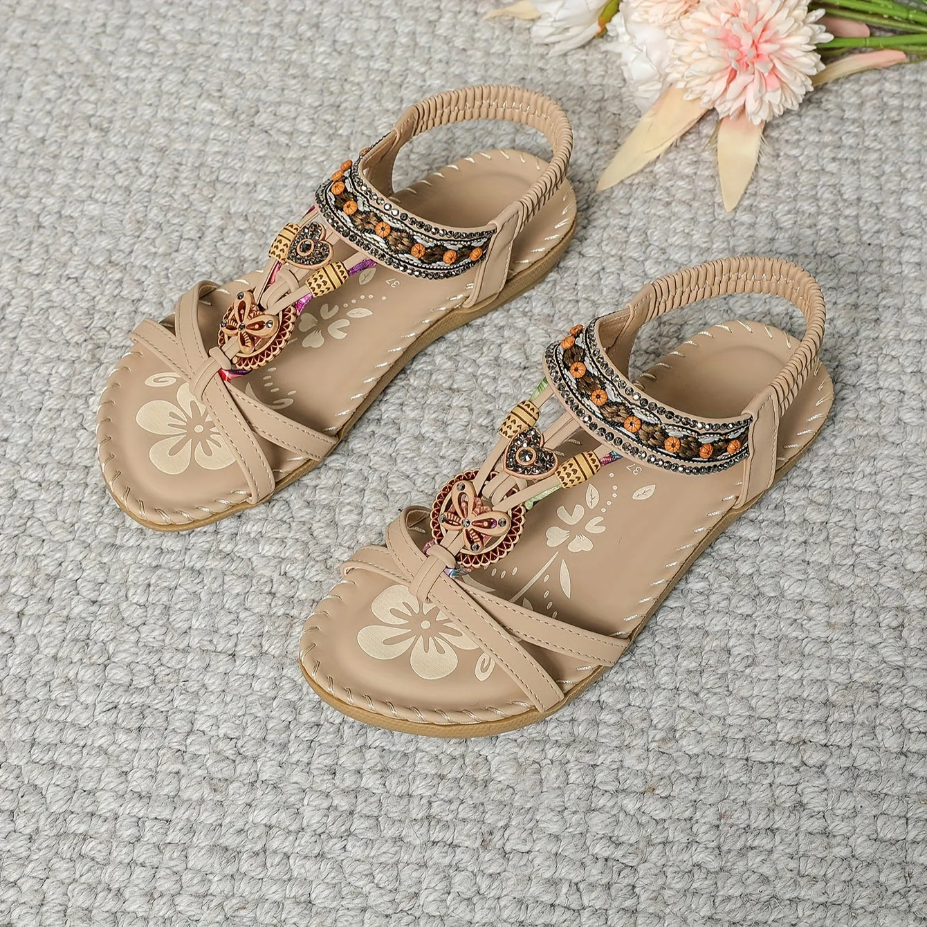 Sandales bohèmes femme à enfiler avec ornements et bride cheville - Style décontracté chic - Image 26