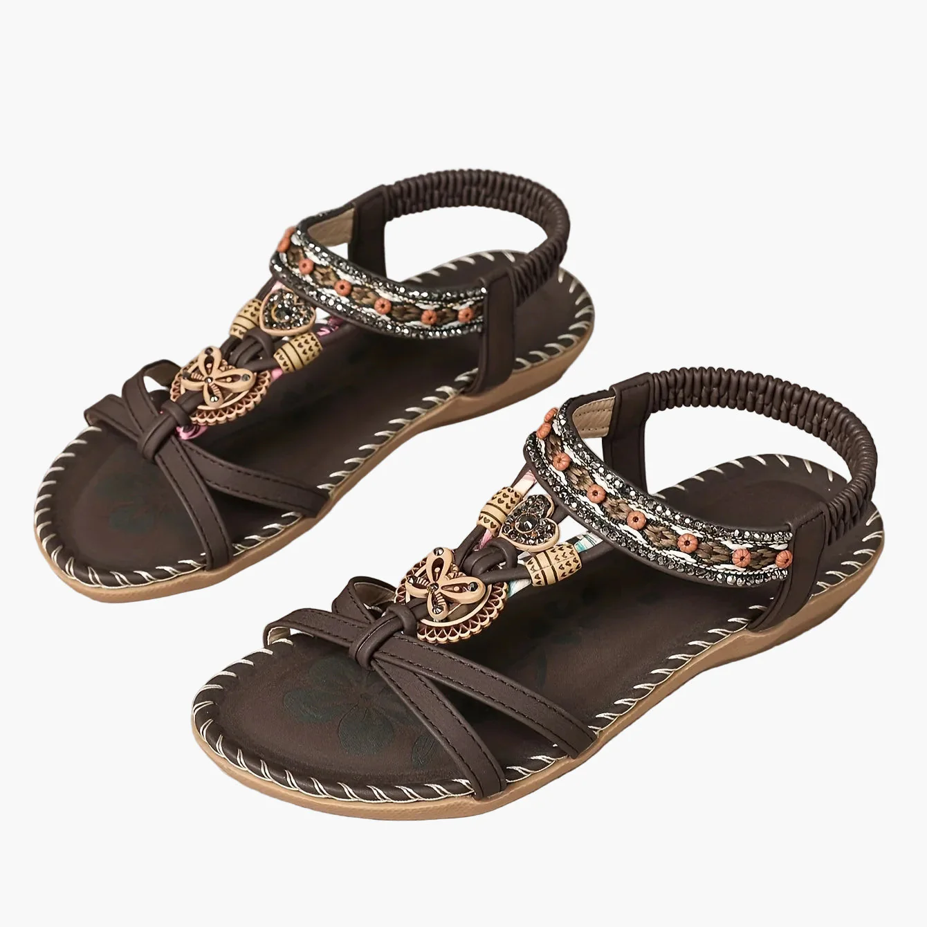 Sandales bohèmes femme à enfiler avec ornements et bride cheville - Style décontracté chic - Image 29