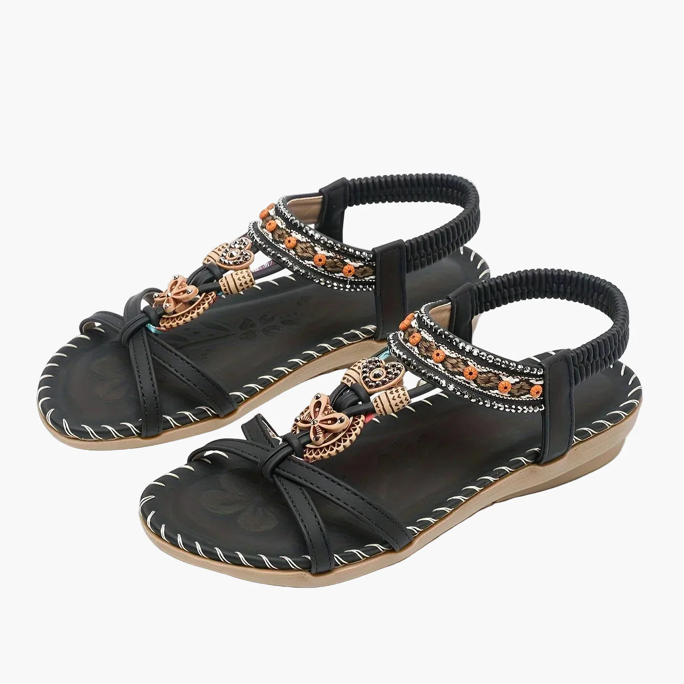 Sandales bohèmes femme à enfiler avec ornements et bride cheville - Style décontracté chic - Image 30