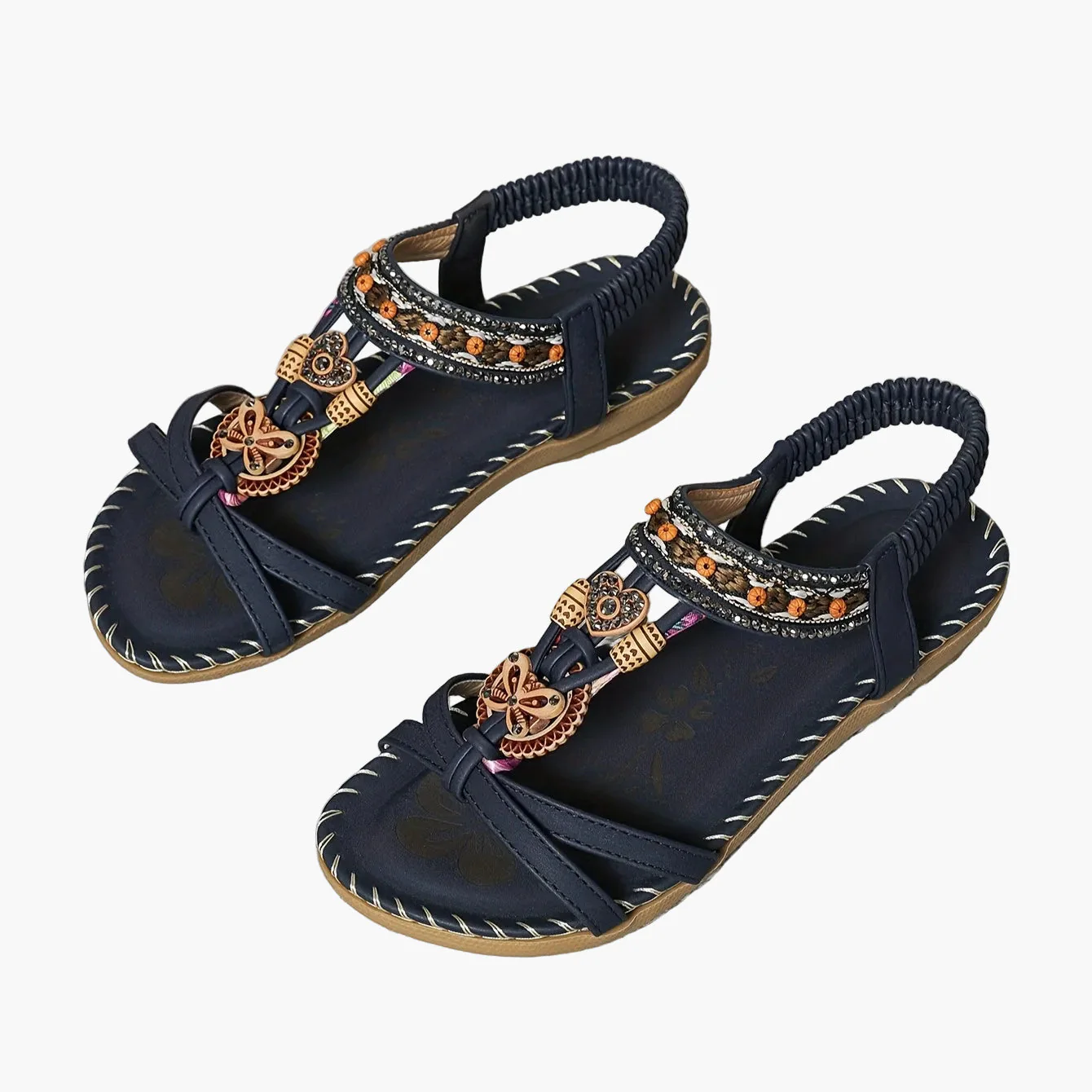Sandales bohèmes femme à enfiler avec ornements et bride cheville - Style décontracté chic - Image 32