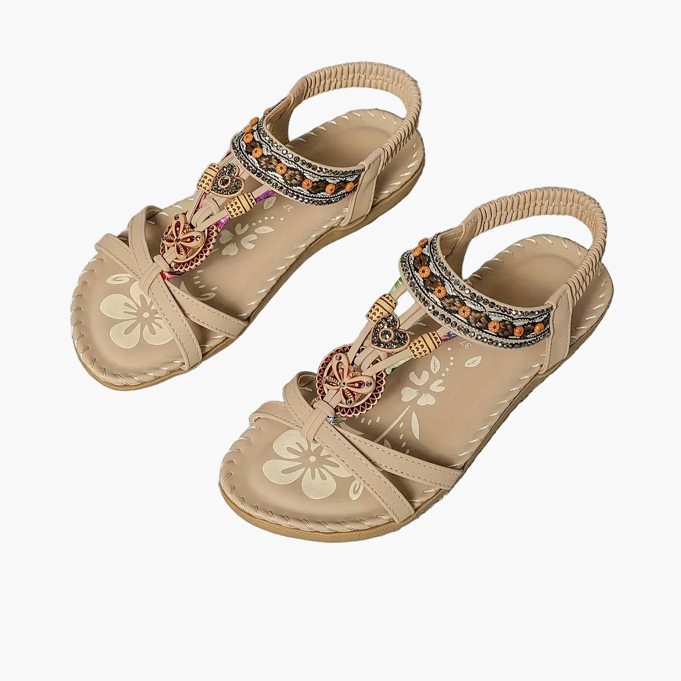 Sandales bohèmes femme à enfiler avec ornements et bride cheville - Style décontracté chic - Image 33