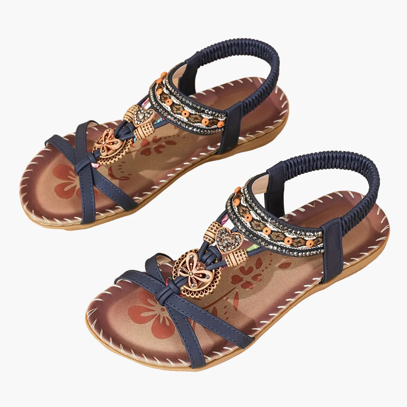 Sandales bohèmes femme à enfiler avec ornements et bride cheville - Style décontracté chic - Image 36