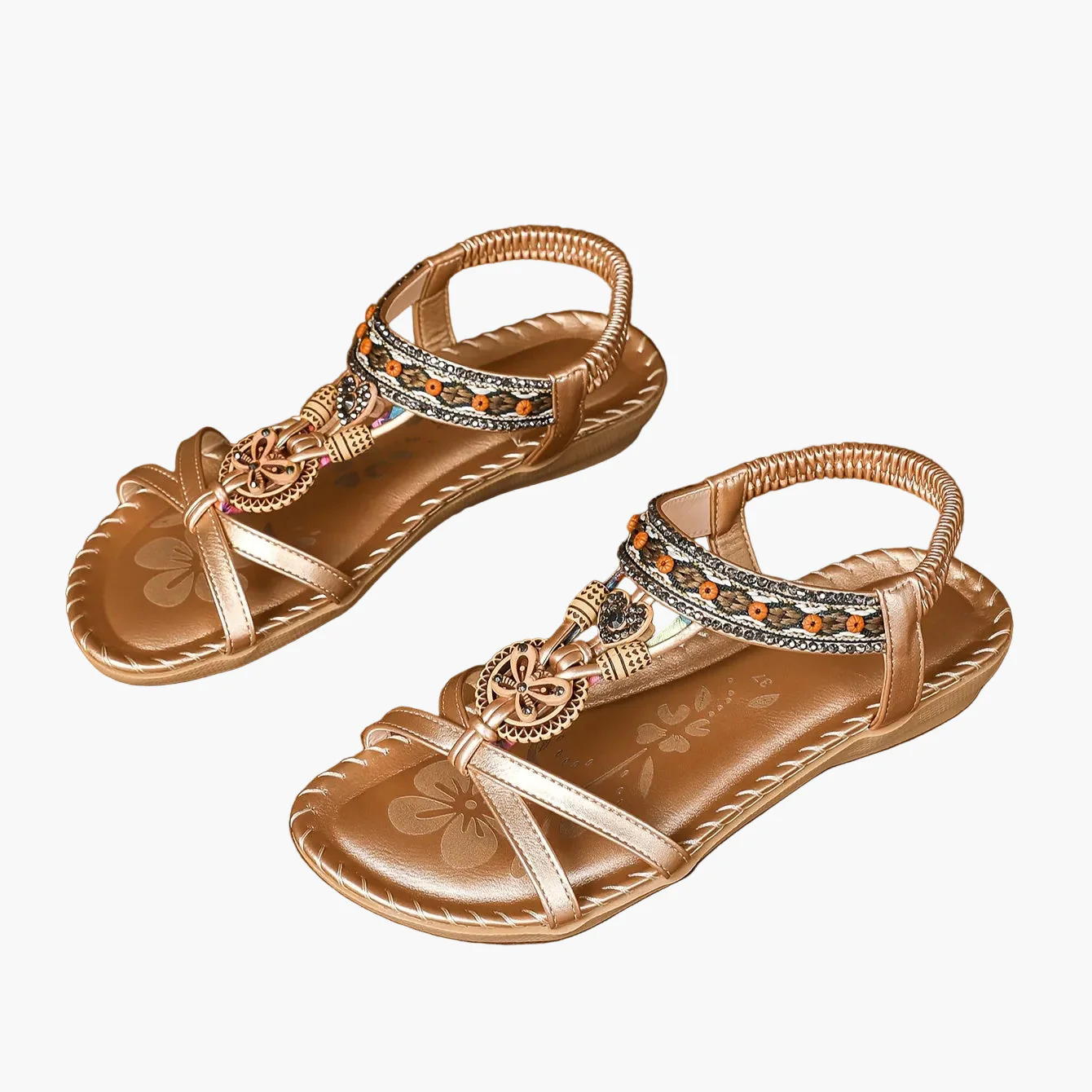 Sandales bohèmes femme à enfiler avec ornements et bride cheville - Style décontracté chic - Image 40