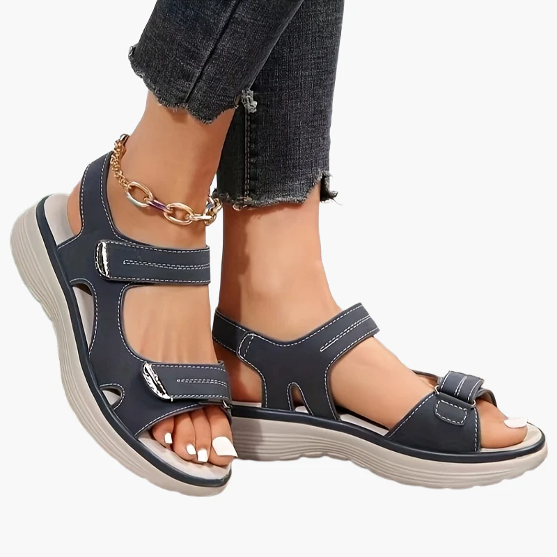 Sandales compensées confort pour femme à scratch, style décontracté et marche estivale - Image 13