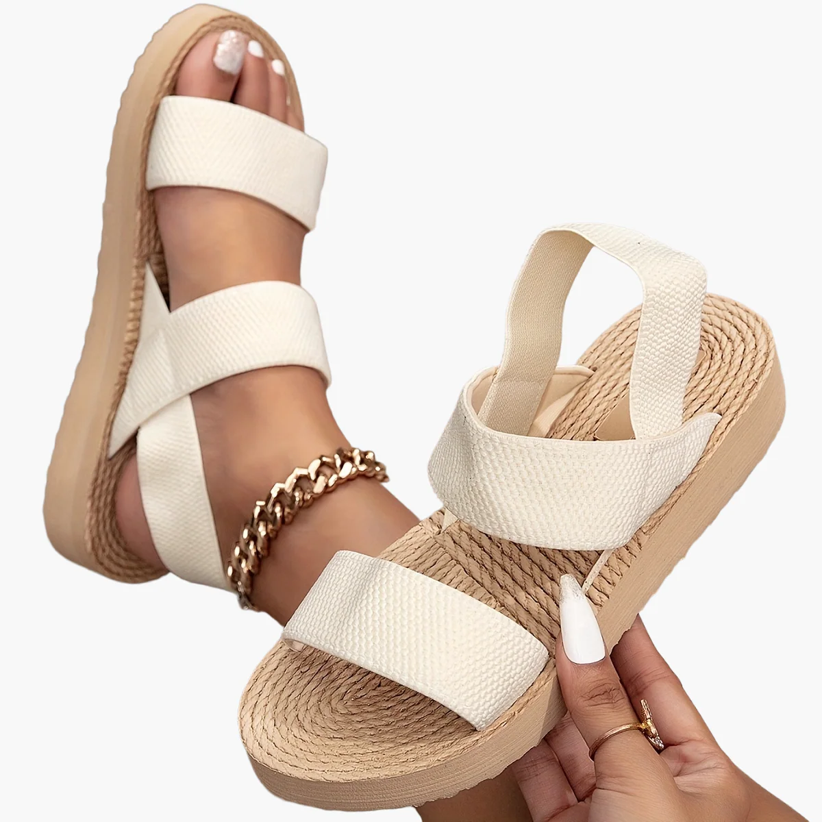 Sandales compensées décontractées pour femme à enfiler – Style estival et confortable - Image 13