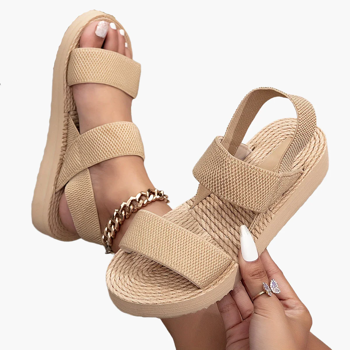 Sandales compensées décontractées pour femme à enfiler – Style estival et confortable - Image 15