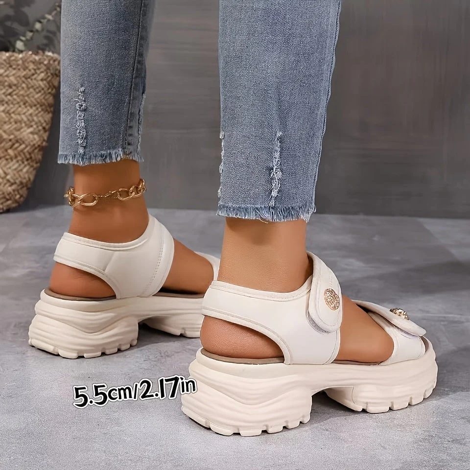 Sandales compensées élégantes pour femme à scratch – Style urbain décontracté - Image 6