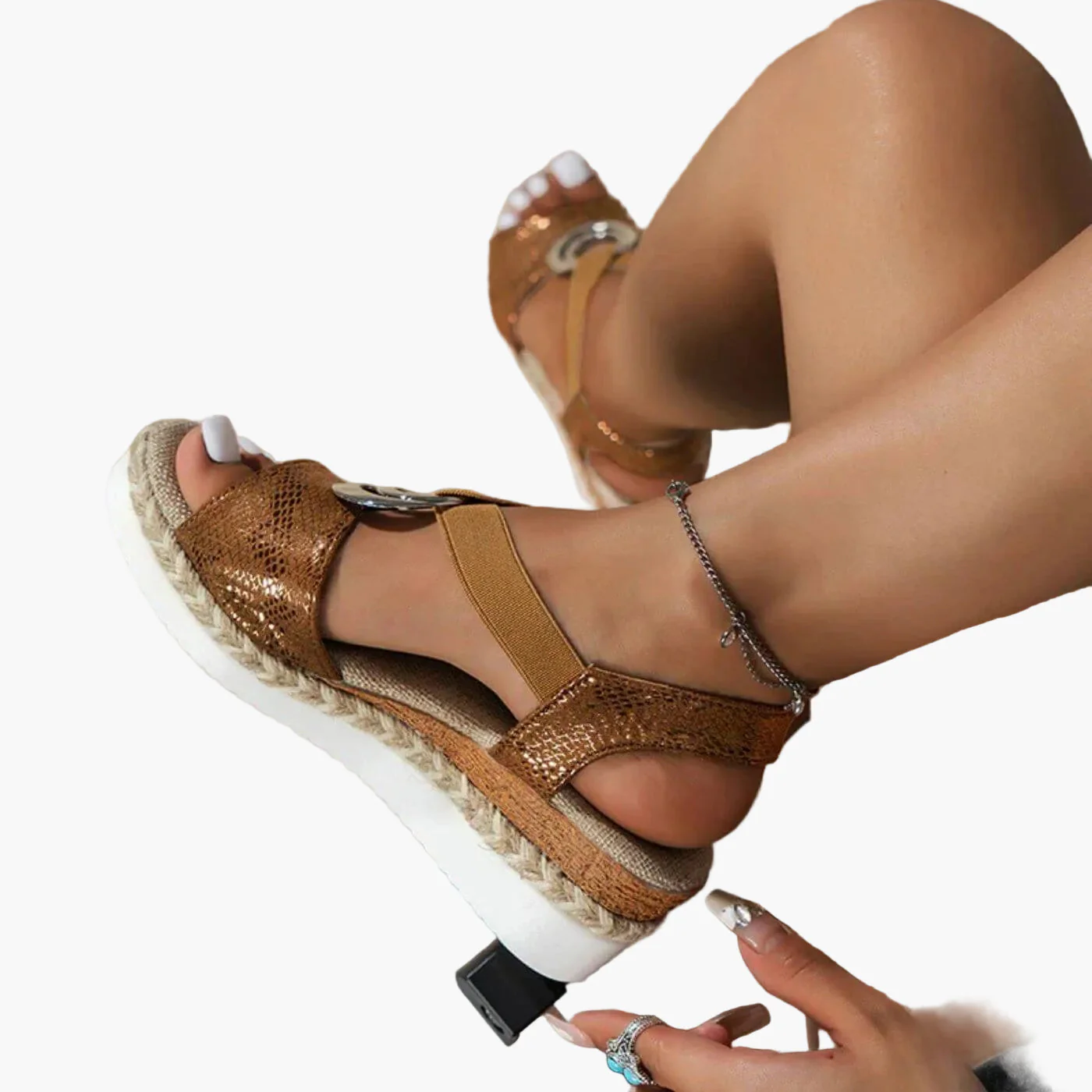Sandales compensées femme style tendance urbain été - Image 5