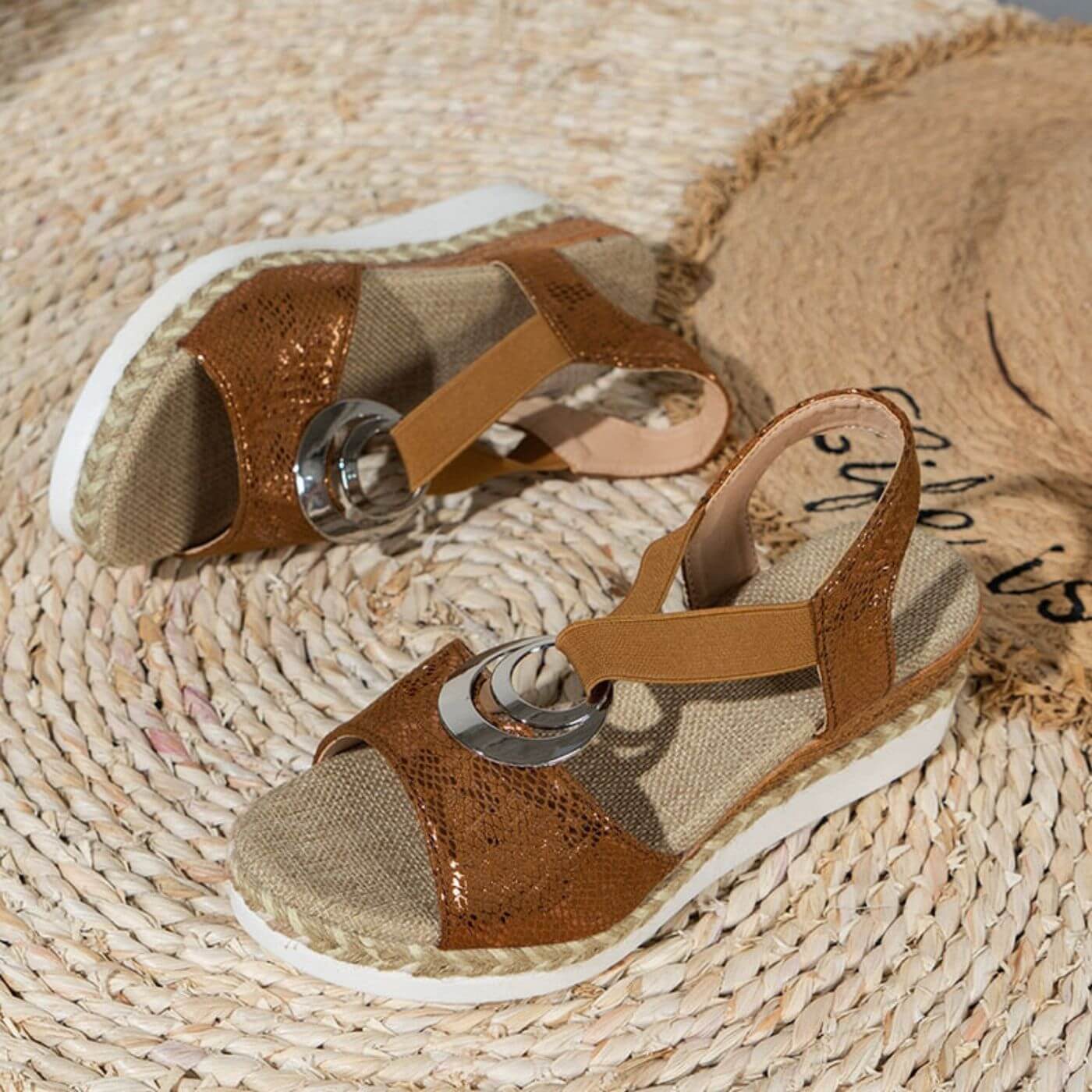 Sandales compensées femme style tendance urbain été - Image 8