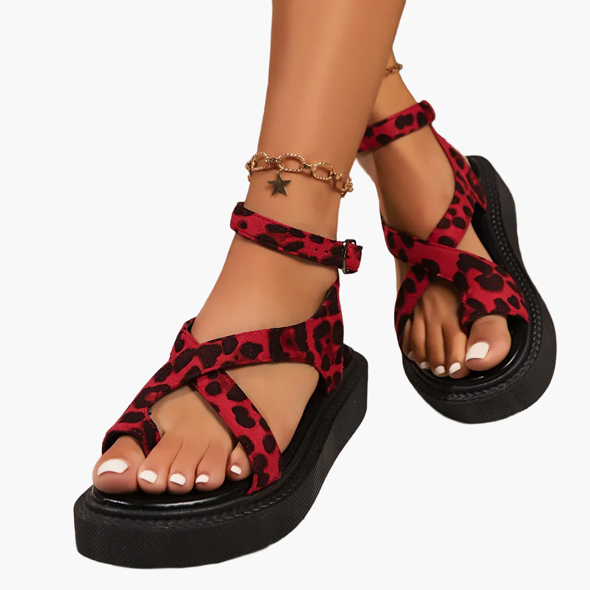 Sandales compensées à imprimé léopard pour femme - Style mode, plateforme confortable, parfaites pour l'été - Image 13
