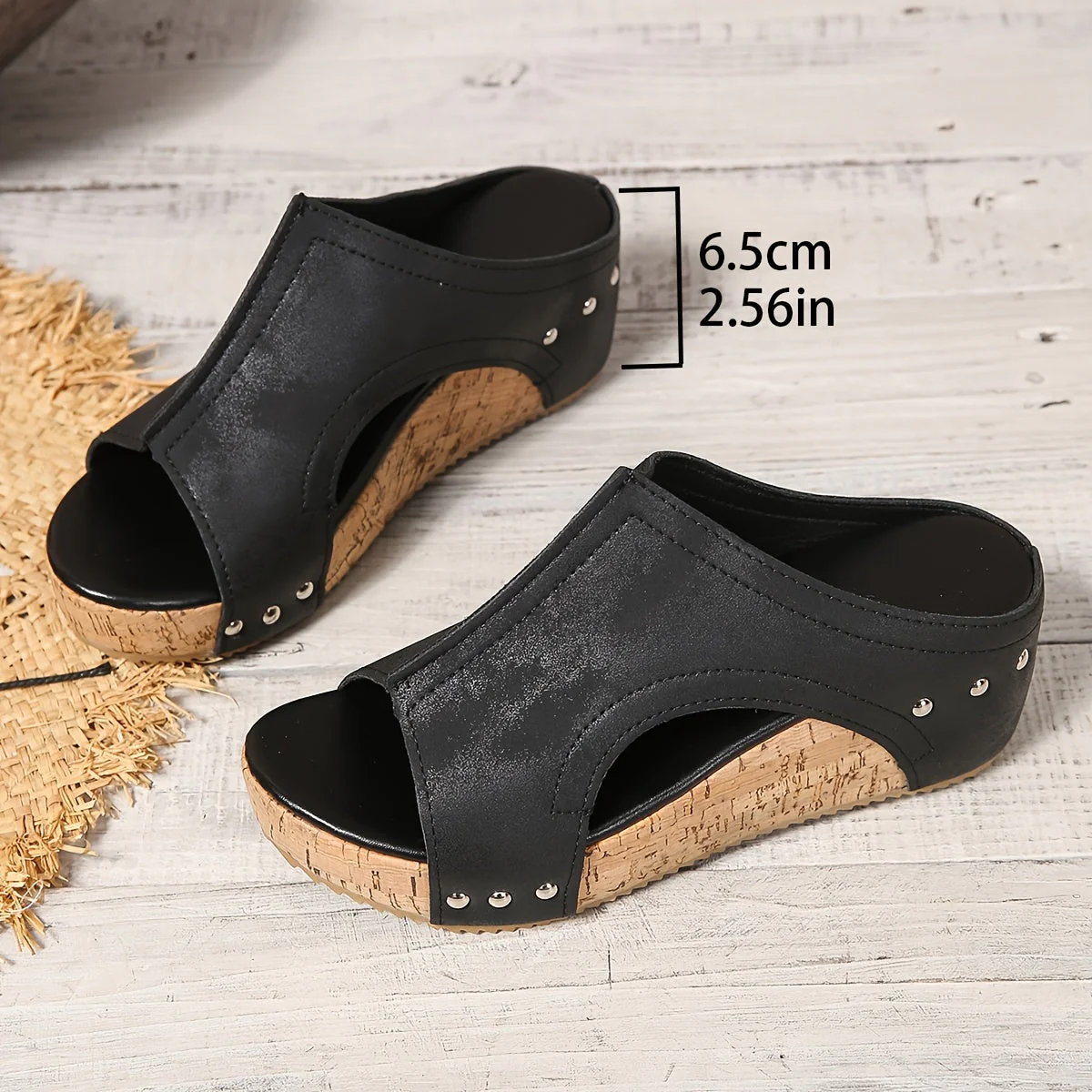 Sandales compensées vintage pour femme à enfiler – Style décontracté été, bout ouvert - Image 8