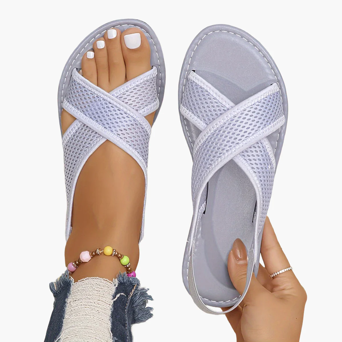 Sandales décontractées à enfiler pour femme, style croisé, idéales pour l'été - Image 12