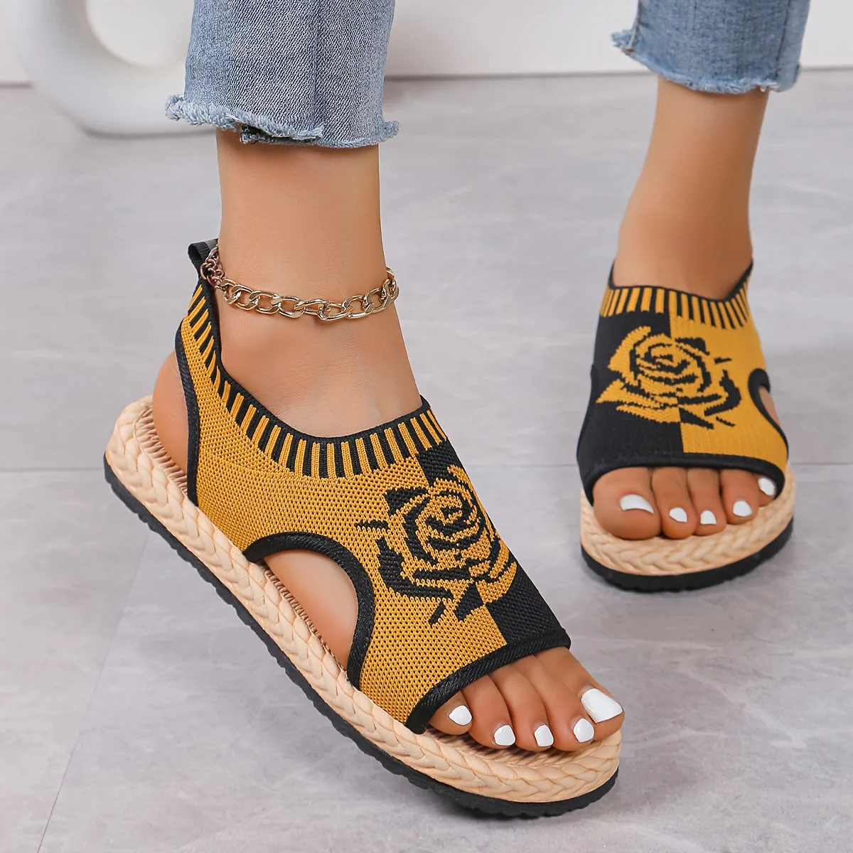 Sandales décontractées femme à motif floral pour été, style bohème chic, confort quotidien - Image 10