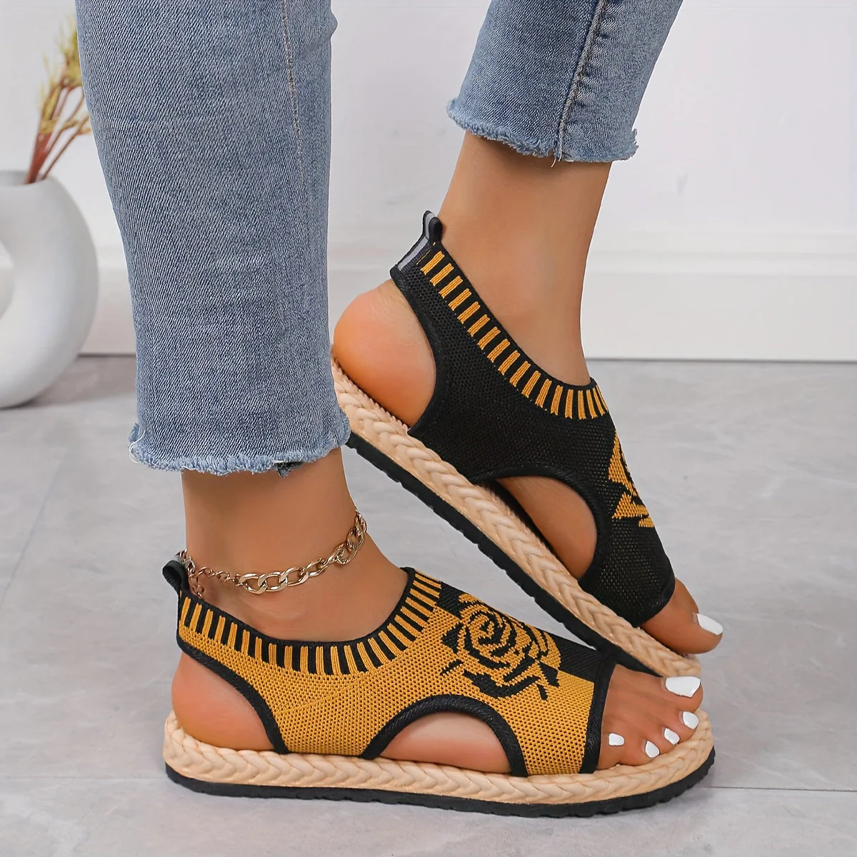 Sandales décontractées femme à motif floral pour été, style bohème chic, confort quotidien - Image 11