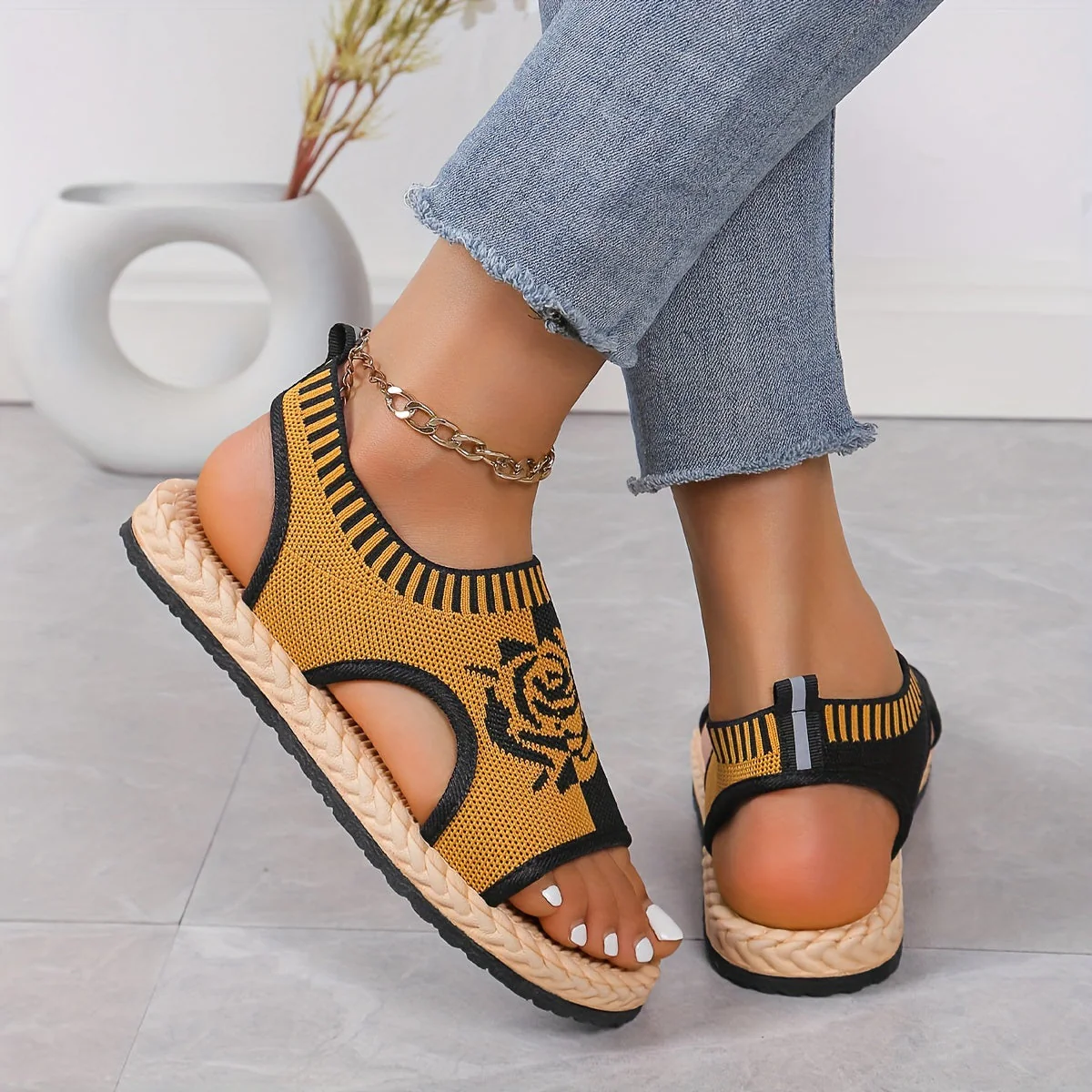 Sandales décontractées femme à motif floral pour été, style bohème chic, confort quotidien - Image 12
