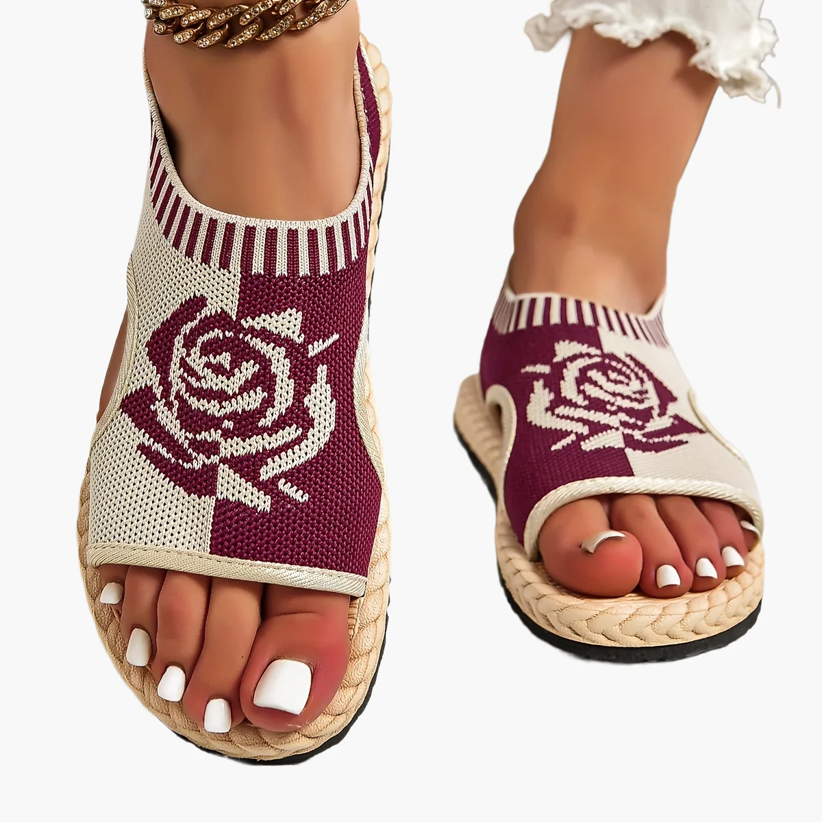 Sandales décontractées femme à motif floral pour été, style bohème chic, confort quotidien - Image 22