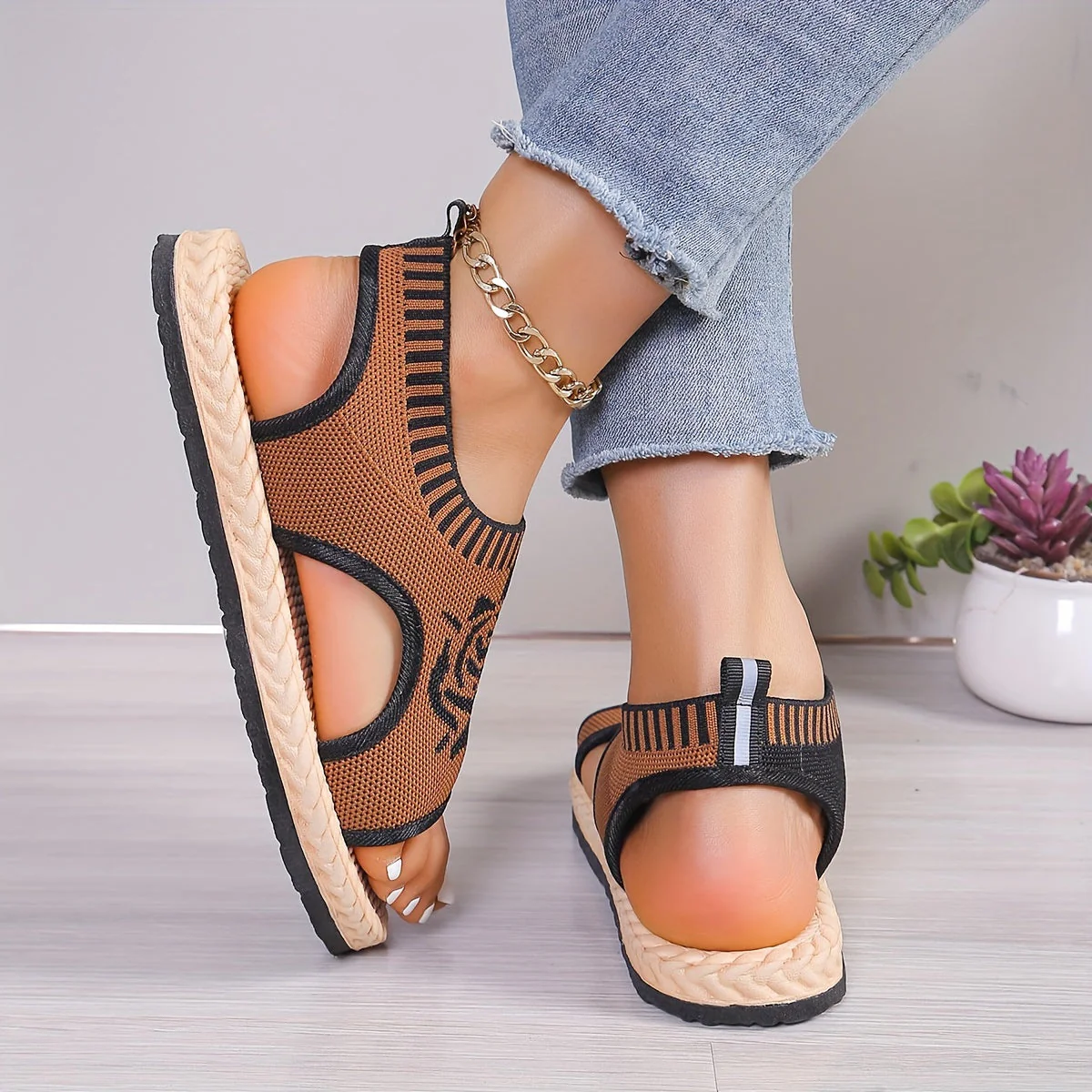 Sandales décontractées femme à motif floral pour été, style bohème chic, confort quotidien - Image 6