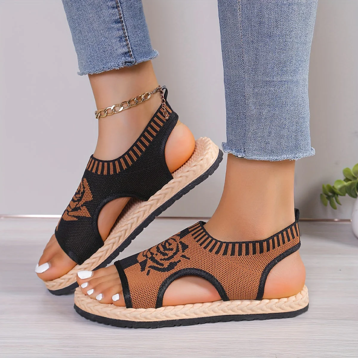 Sandales décontractées femme à motif floral pour été, style bohème chic, confort quotidien - Image 9