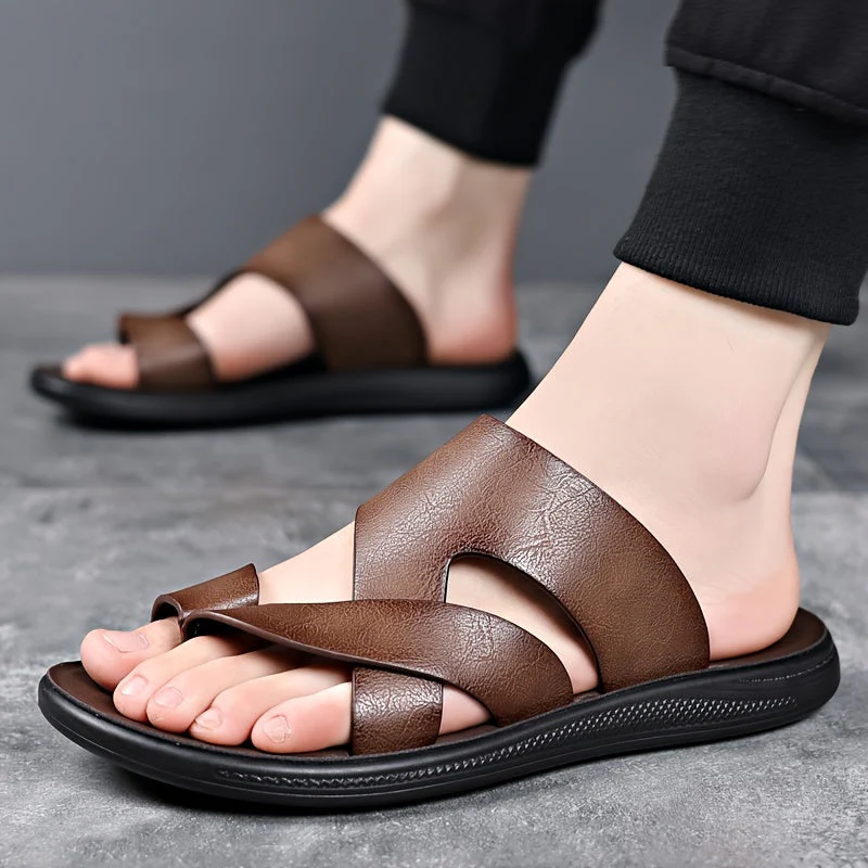 Sandales décontractées homme à enfiler style croisé pour usage quotidien et loisirs - Image 3