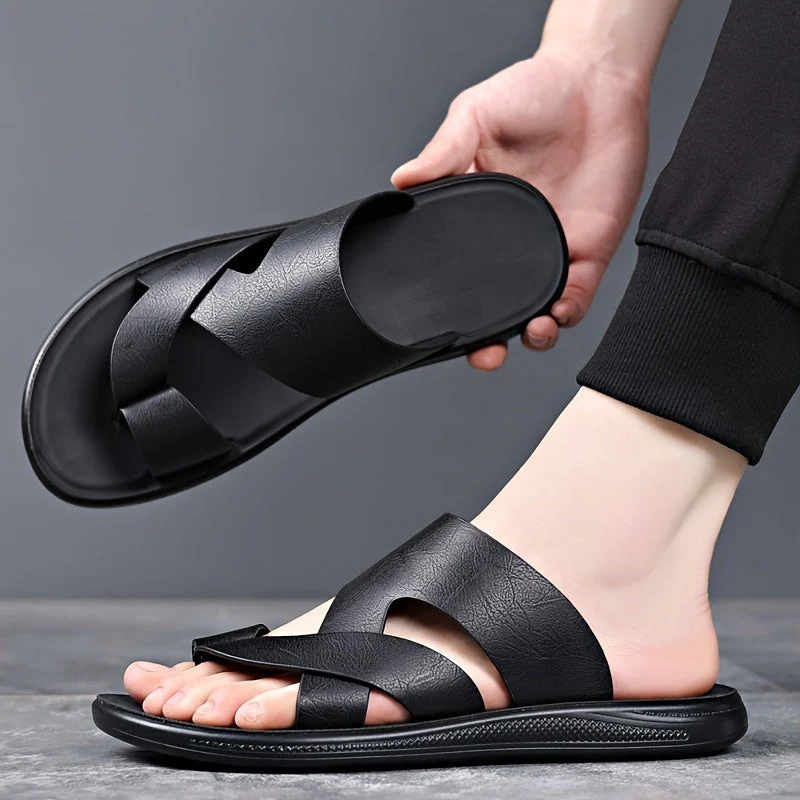 Sandales décontractées homme à enfiler style croisé pour usage quotidien et loisirs - Image 4