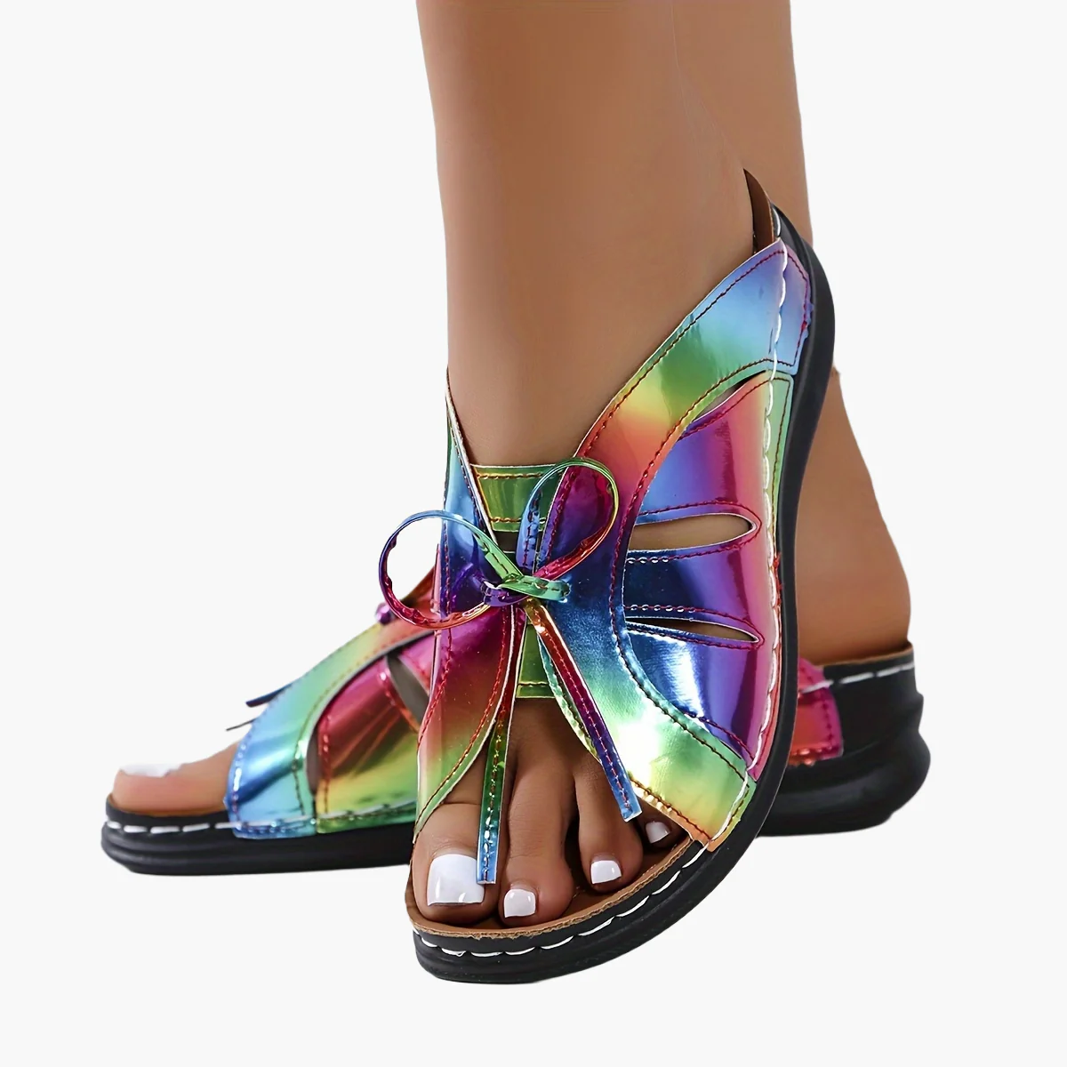Sandales décontractées à plateforme pour femme – Style estival confortable à enfiler, bout ouvert - Image 20