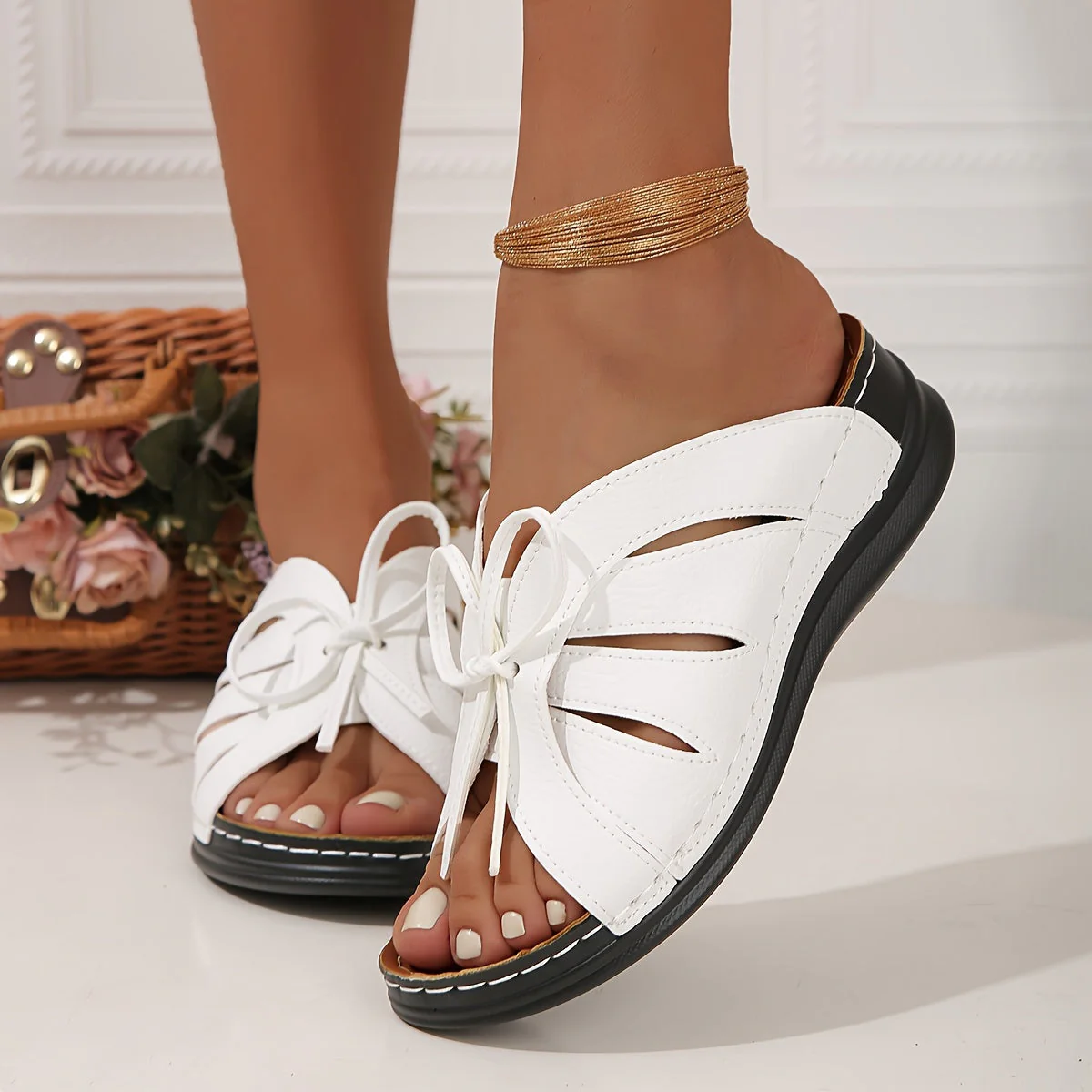 Sandales décontractées à plateforme pour femme – Style estival confortable à enfiler, bout ouvert - Image 5