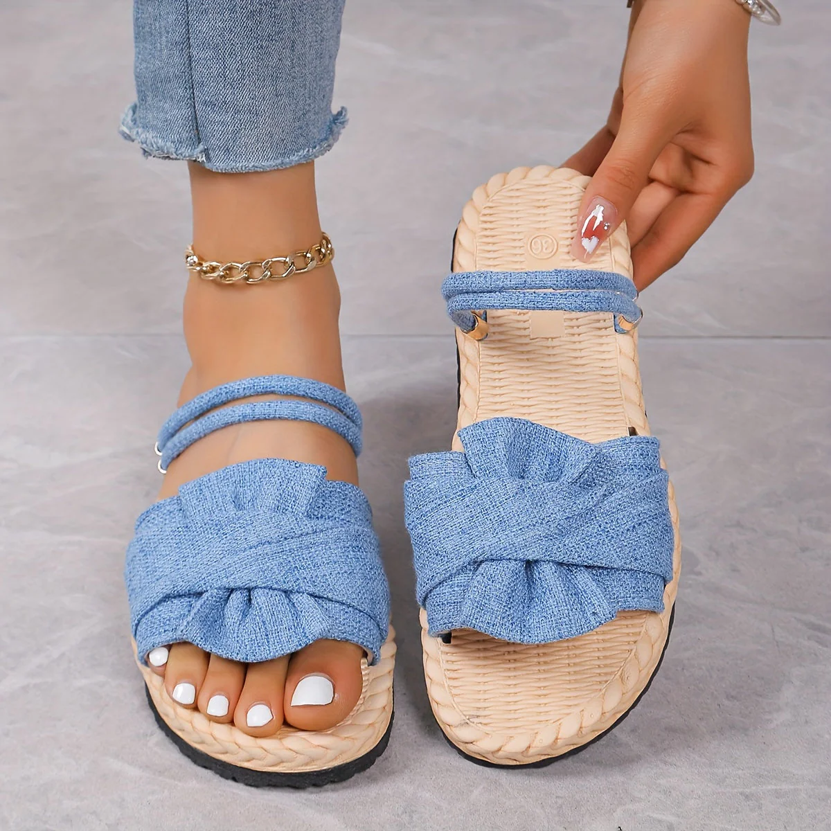 Sandales d'été pour femme à bride cheville et nœud décoratif – Style décontracté chic - Image 13