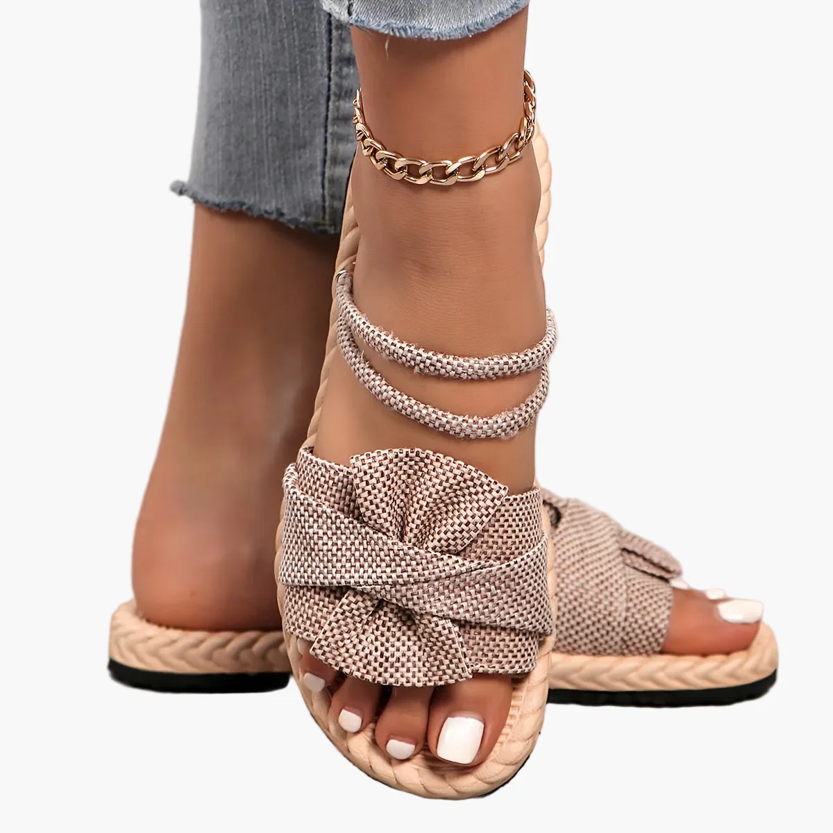 Sandales d'été pour femme à bride cheville et nœud décoratif – Style décontracté chic - Image 18