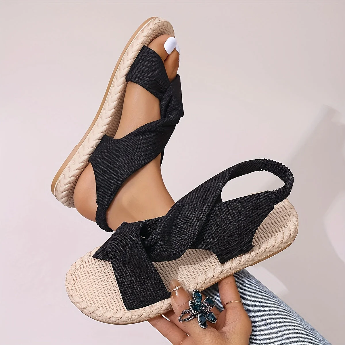 Sandales d'été mode pour femme à bout ouvert et brides croisées - Image 2