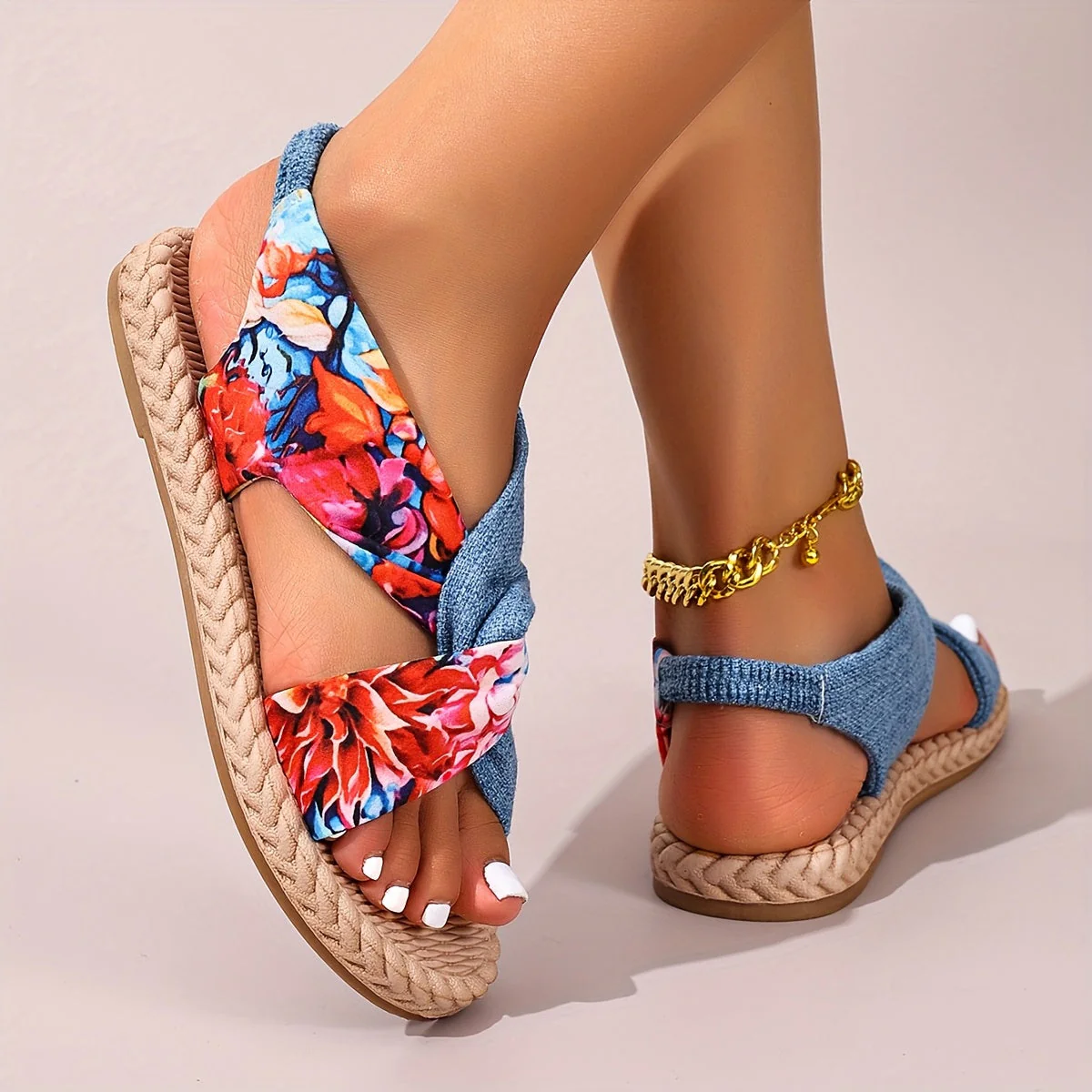 Sandales d'été mode pour femme à bout ouvert et brides croisées - Image 6