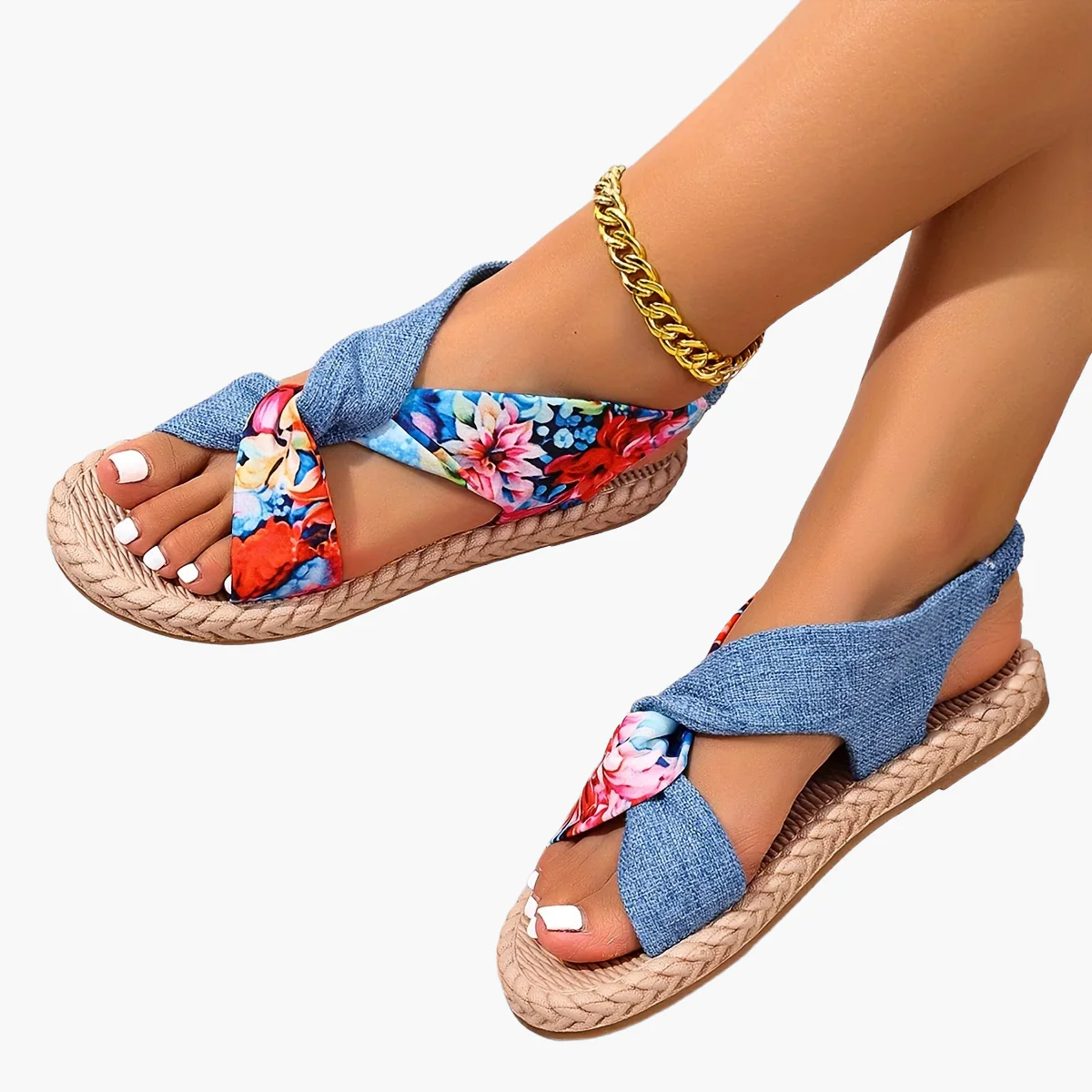 Sandales d'été mode pour femme à bout ouvert et brides croisées - Image 7